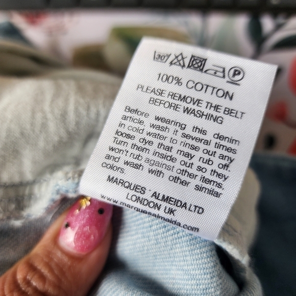 Marques Almeida Blue Denim Crossover Belted Buckle Jeans Designer Grunge Boho 6 - Picture 13 of 14